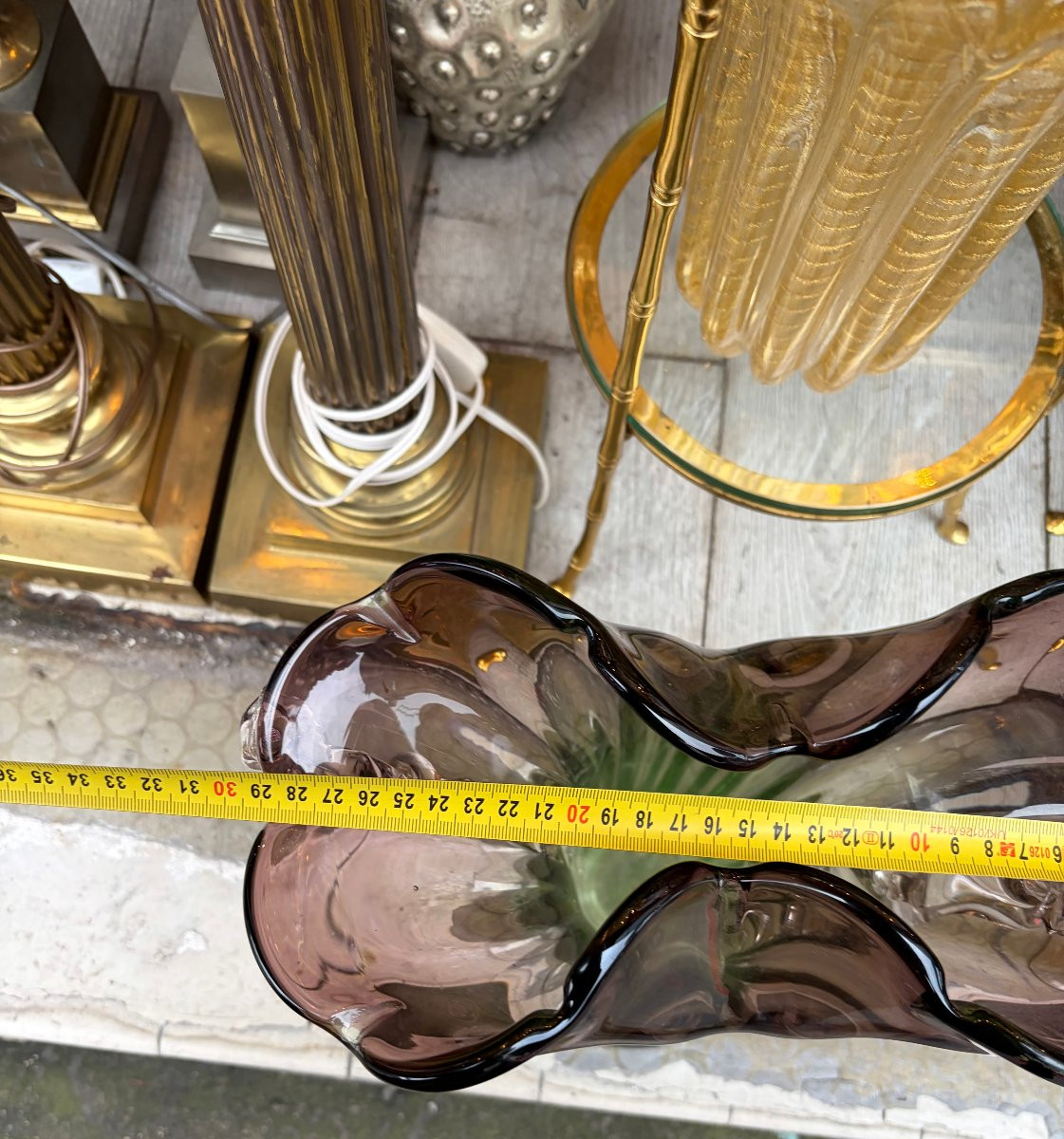 1970s Pair Of Vases Or Similar Murano Crystal Unsigned H 33 Cm-photo-3