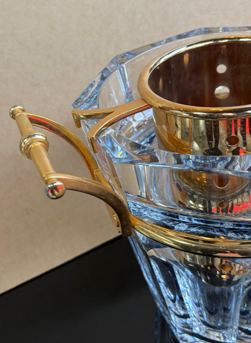 1970′ Seau A Champagne Baccarat Modèle « Harcourt » Signé état neuf-photo-2