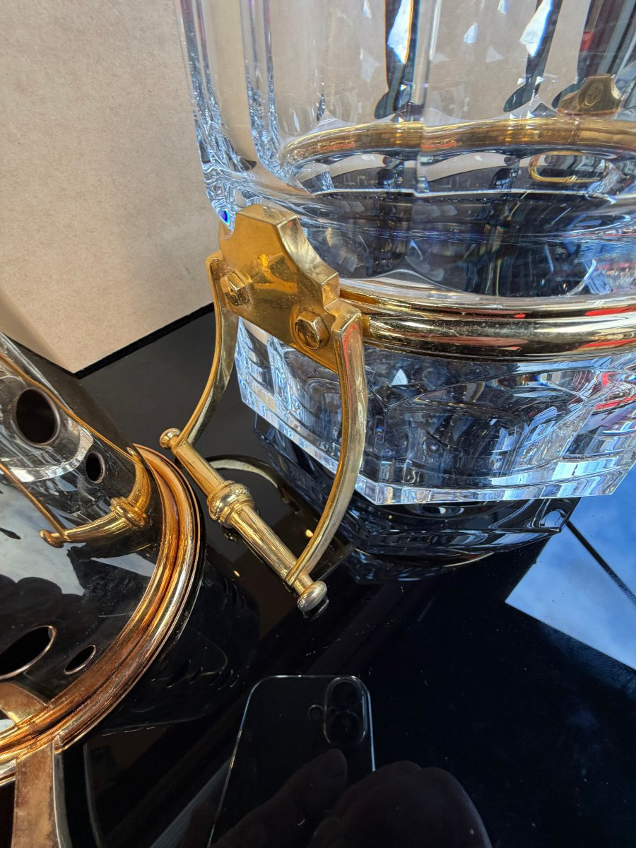 1970′ Seau A Champagne Baccarat Modèle « Harcourt » Signé état neuf-photo-5