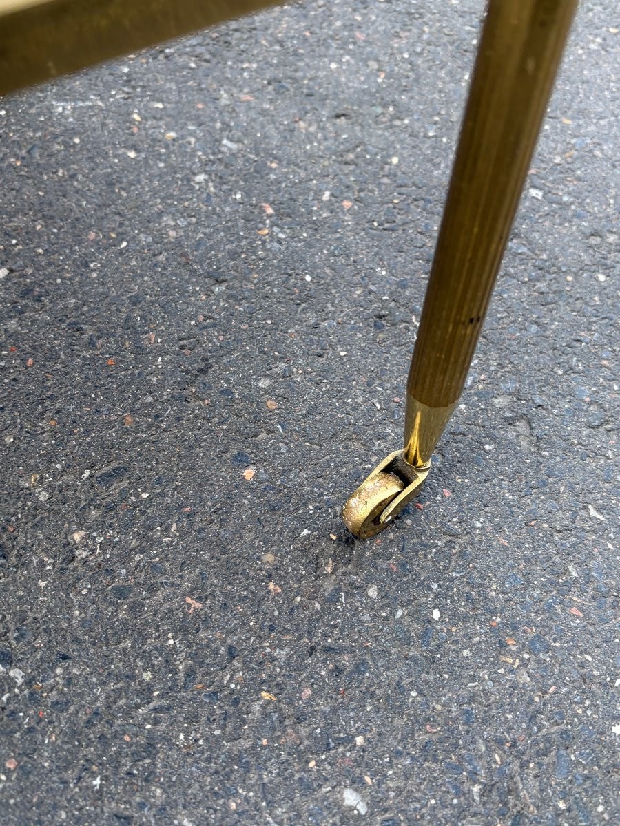 1950/70′ Paire De Bouts De Canapés, Bronze Tiroir Maison Baguès Plateaux Marbre 37 X 33 X H 59 -photo-3