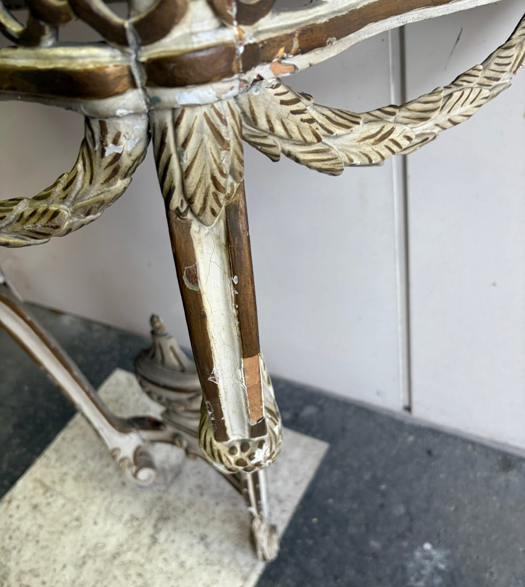 Louis XVI Console Table, 18th Century, Painted Wood, Needs Restoration.-photo-3