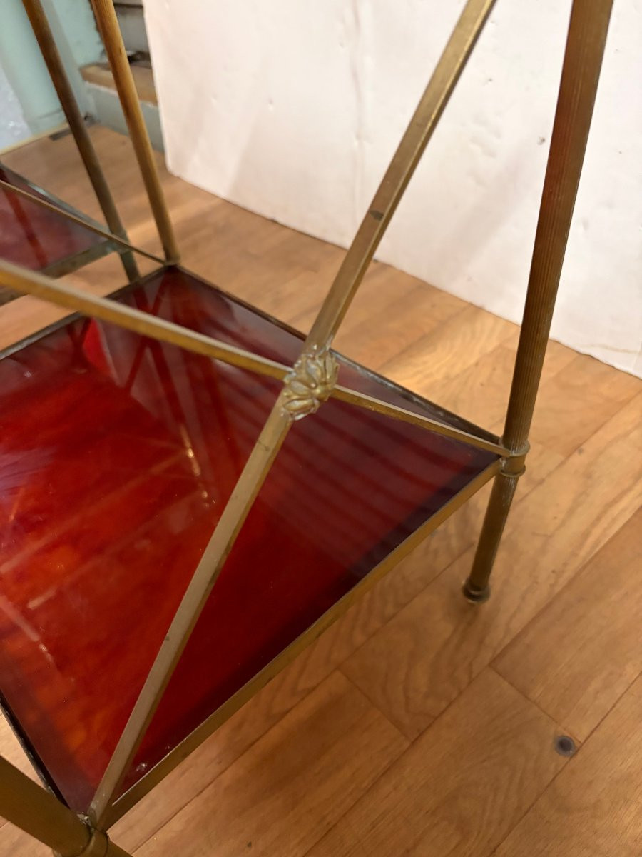 1970s Pair Of 3-tier Bronze Bakelite Side Tables By Maison Baguès 32x40xh63cm-photo-4