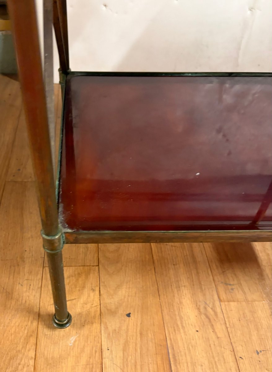 1970s Pair Of 3-tier Bronze Bakelite Side Tables By Maison Baguès 32x40xh63cm-photo-8