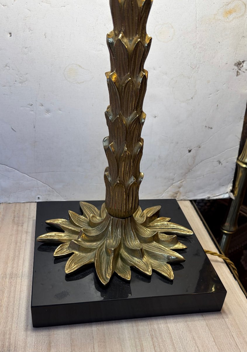 1965′ Maison Charles Lampe Palmier En Bronze Non Signée-photo-2