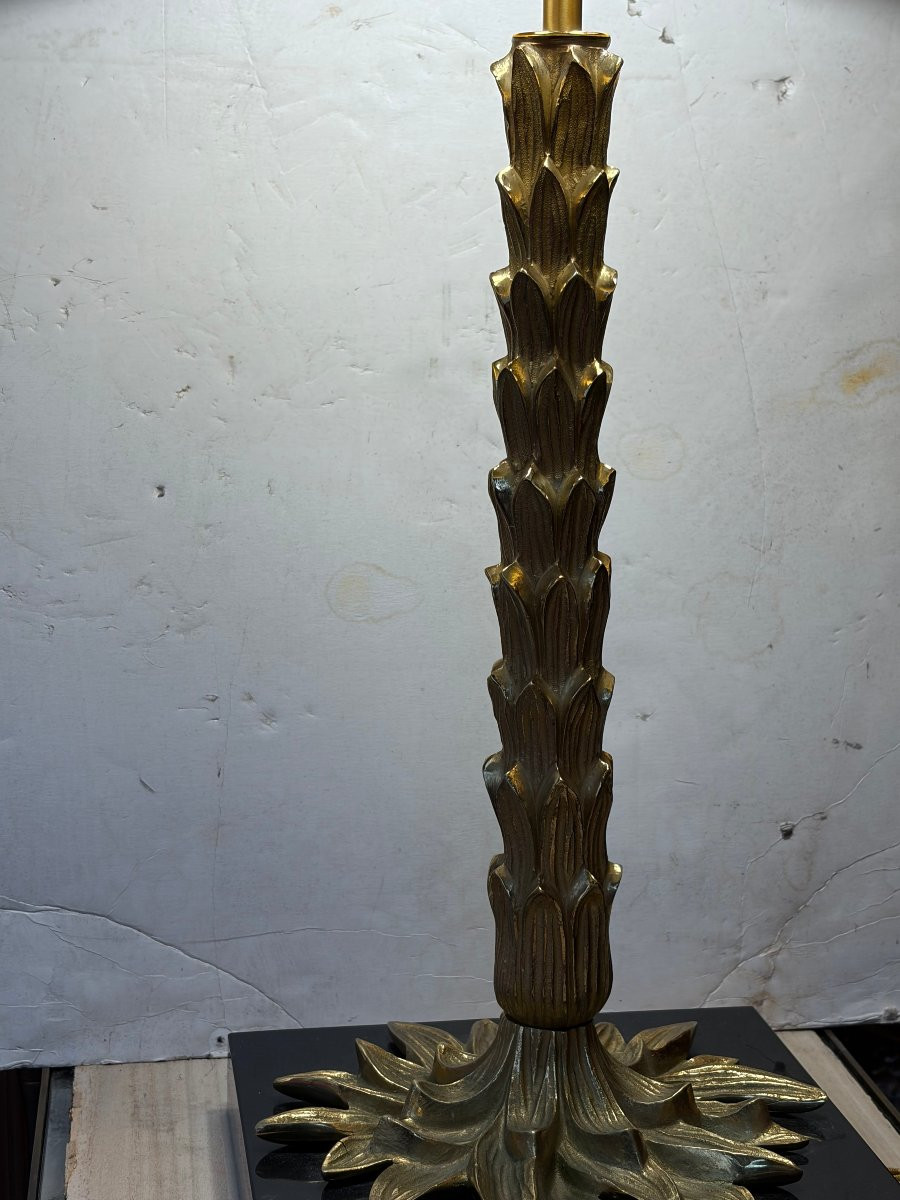 1965′ Maison Charles Lampe Palmier En Bronze Non Signée-photo-4