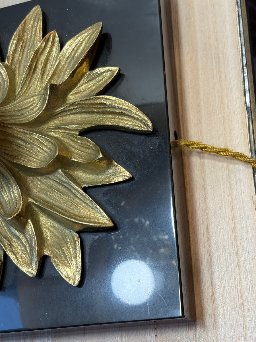 1965′ Maison Charles Lampe Palmier En Bronze Non Signée-photo-6