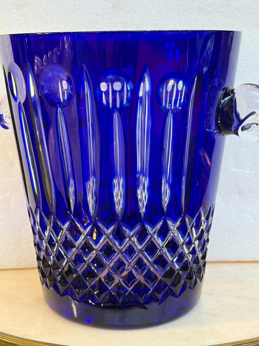 1950-70′ St. Louis Style Crystal Champagne Bucket H 25.5 ø 28.5 Cm Signed