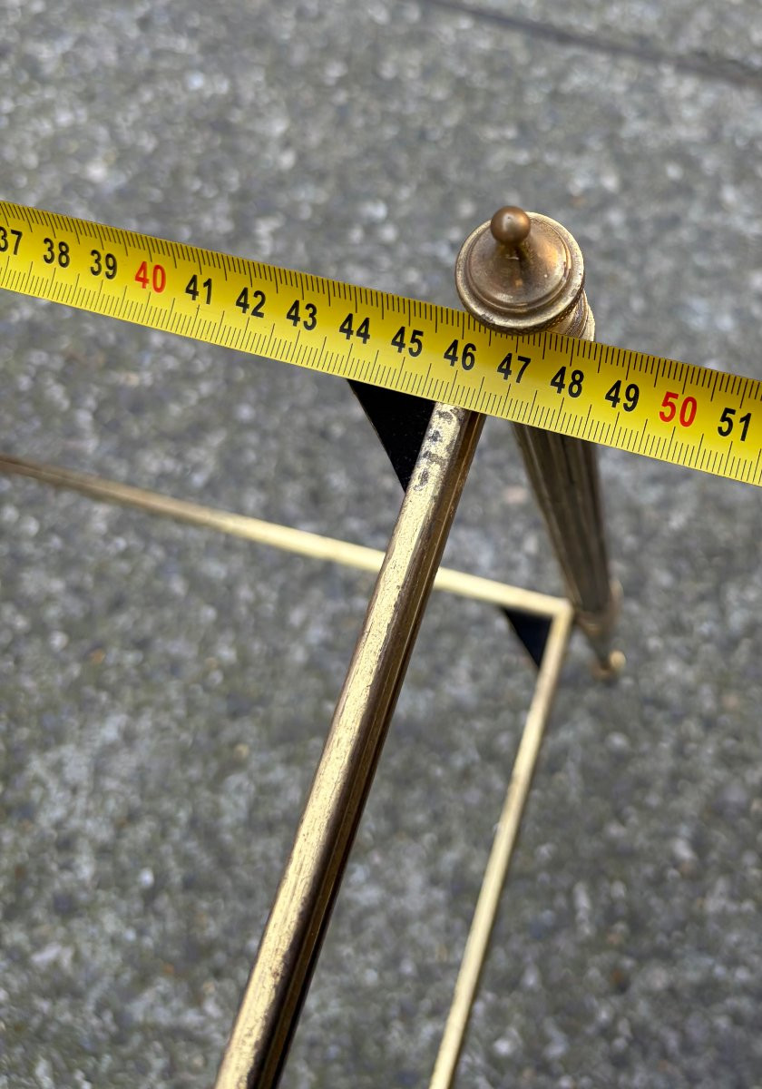 1970′ Paire de Bouts de Canapé Bronze 2 Niveaux Maison Baguès Plateaux Vitres 48 X41 X H  60 cm-photo-1