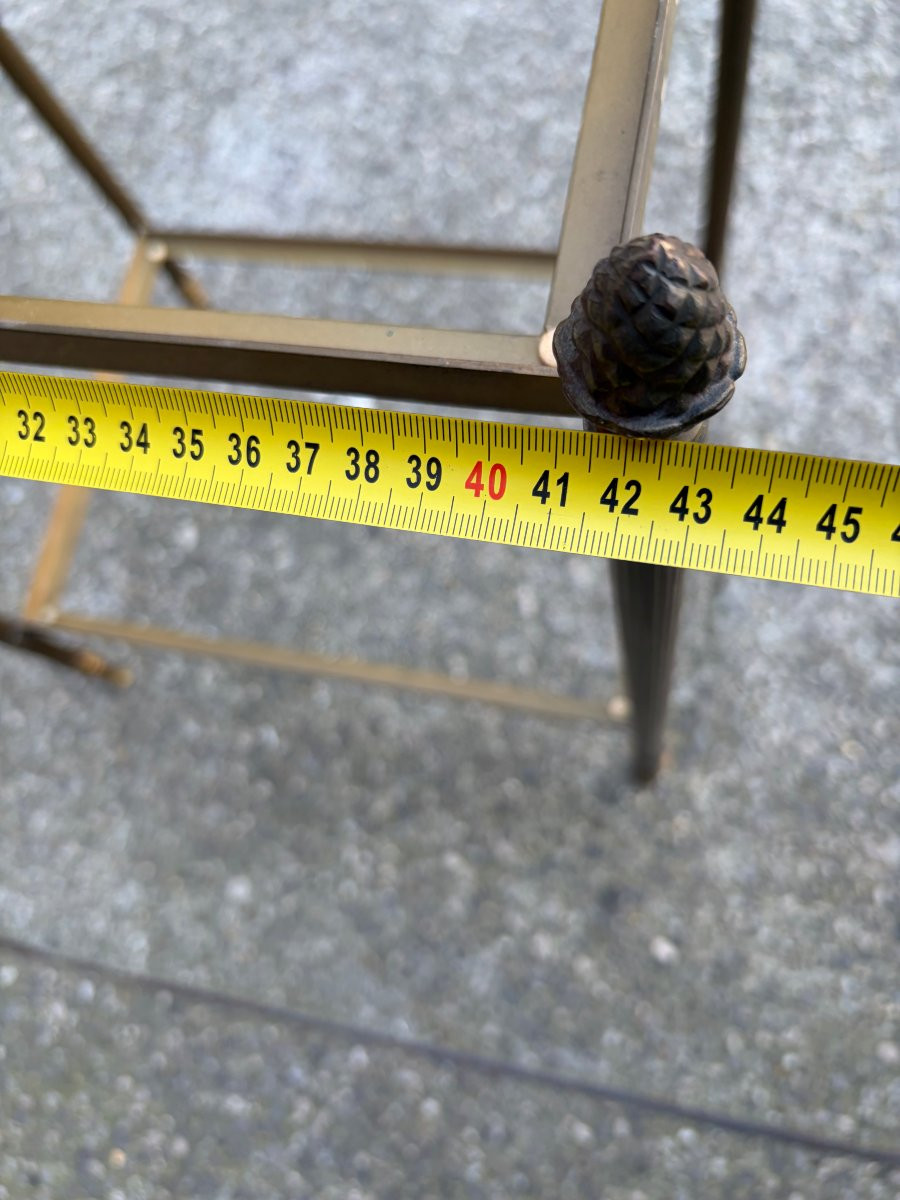 1970 Side Table Or End Table With Arabescato Marble, Maison Baguès, 43 X 34 X H 59 Cm-photo-4