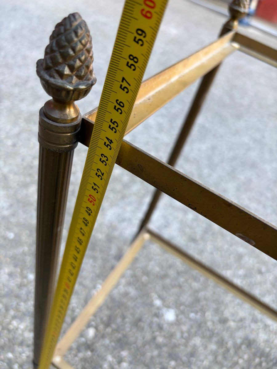 1970 Side Table Or End Table With Arabescato Marble, Maison Baguès, 43 X 34 X H 59 Cm-photo-2