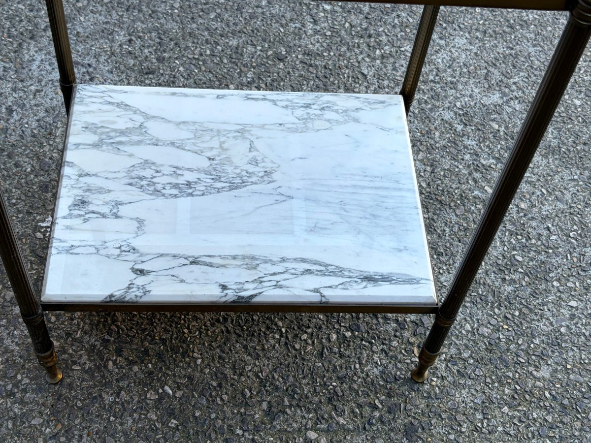 1970 Side Table Or End Table With Arabescato Marble, Maison Baguès, 43 X 34 X H 59 Cm-photo-4