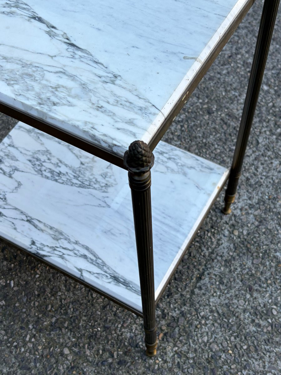 1970 Side Table Or End Table With Arabescato Marble, Maison Baguès, 43 X 34 X H 59 Cm-photo-5