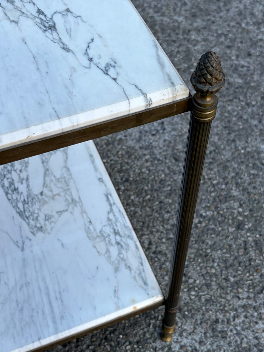 1970 Side Table Or End Table With Arabescato Marble, Maison Baguès, 43 X 34 X H 59 Cm-photo-6