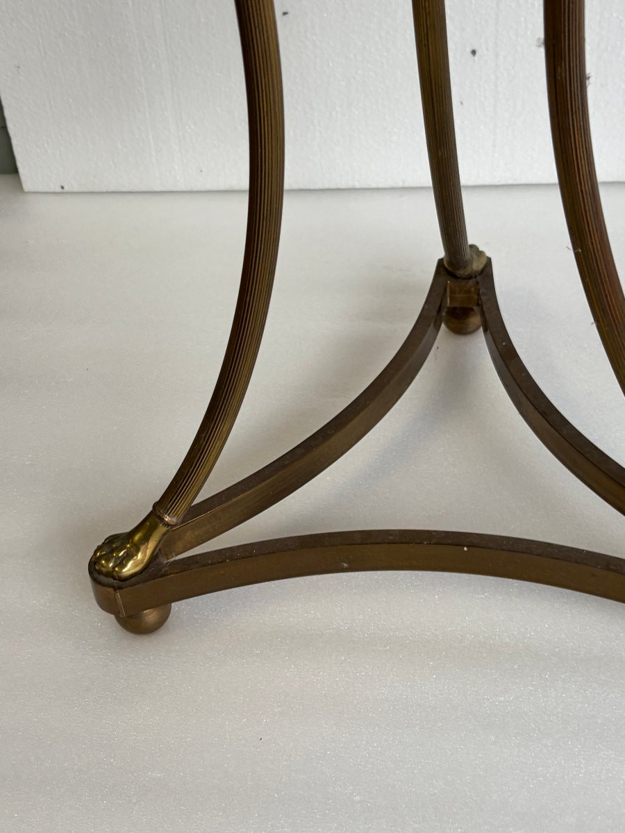 1950/70 Paire de Guéridons Ou Similaires Style Maison Jansen Bronze Doré Plateaux Miroirs Agés-photo-5