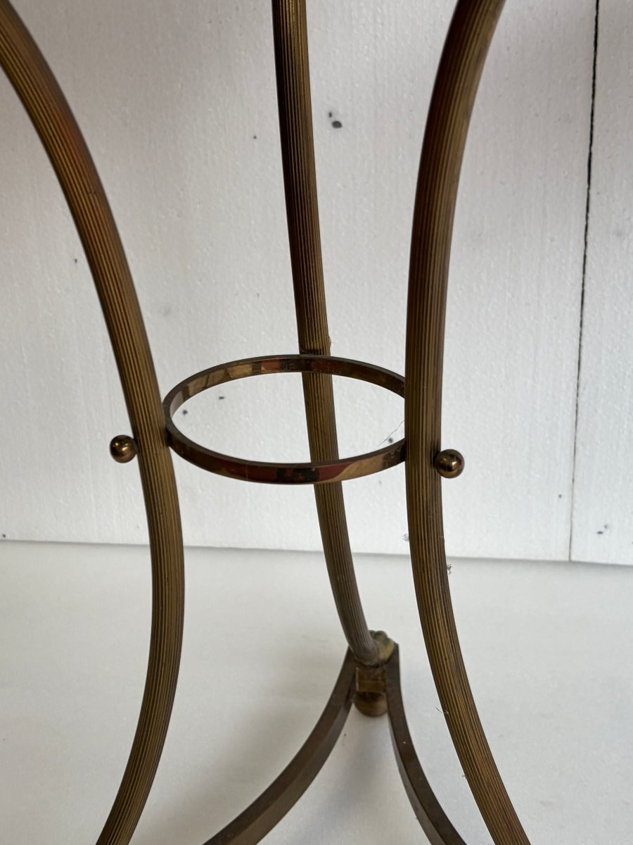 1950/70 Paire de Guéridons Ou Similaires Style Maison Jansen Bronze Doré Plateaux Miroirs Agés-photo-6