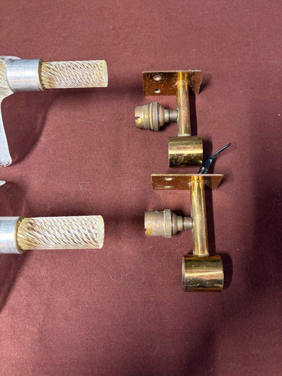 1950/70 Paire D’Appliques Style BAROVIER & TOSO Ou Véronèse Pour Arbus  Cristal de Murano 43 H-photo-3