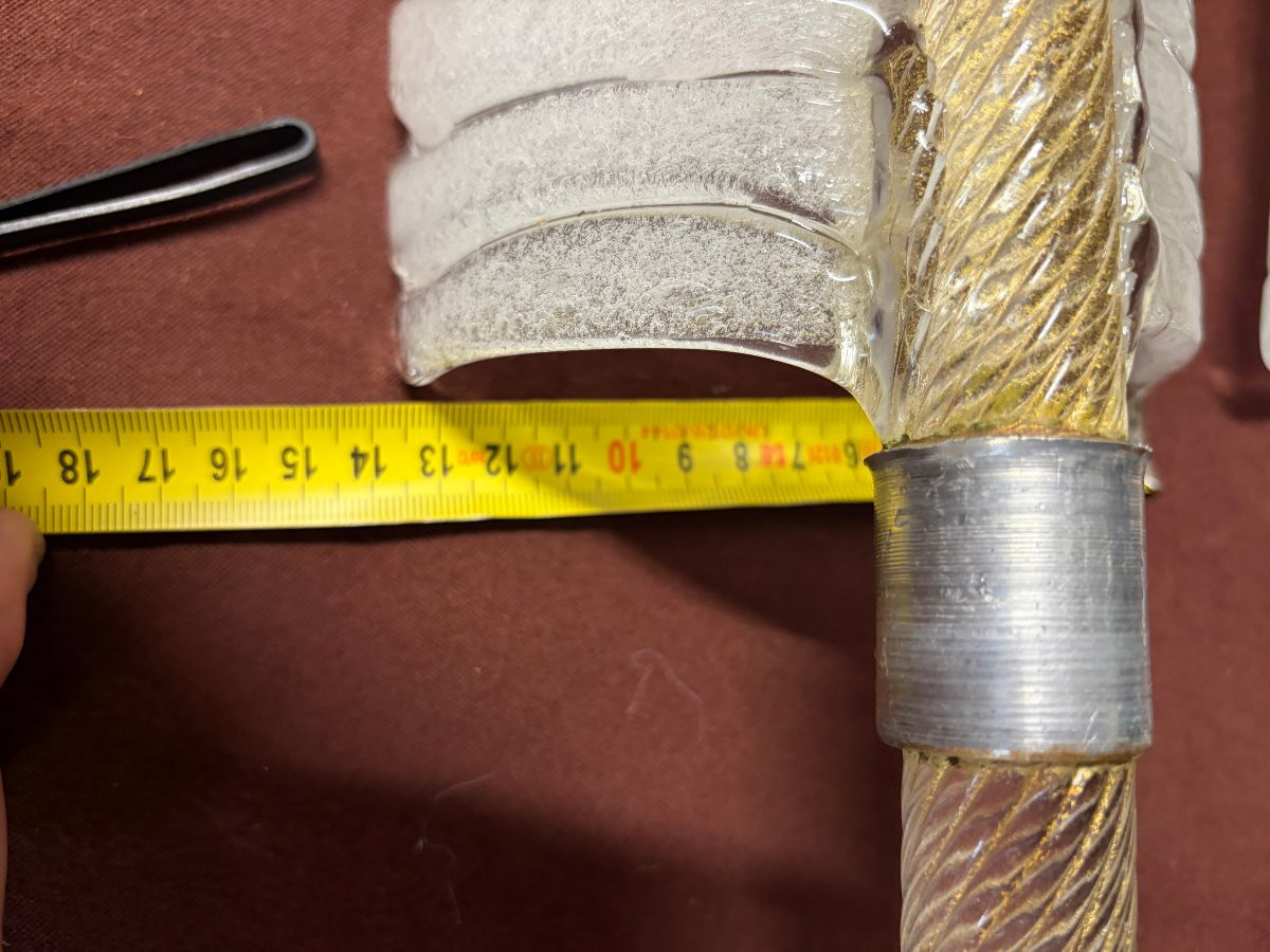 1950/70 Paire D’Appliques Style BAROVIER & TOSO Ou Véronèse Pour Arbus  Cristal de Murano 43 H-photo-3