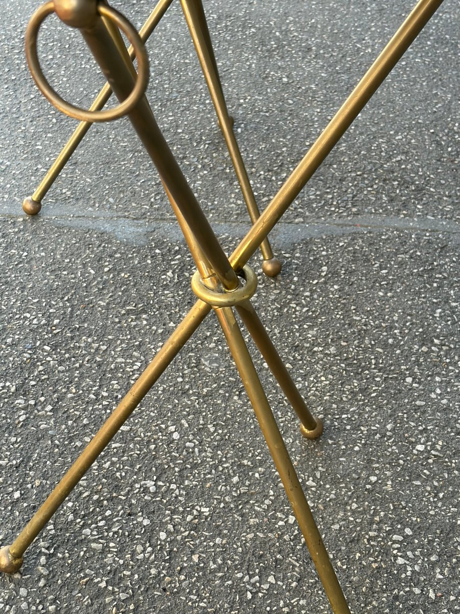 1940/50′ Paire de Guéridons Laiton Patiné Style Jacques Adnet Ø 40 cm H 66 cm-photo-3