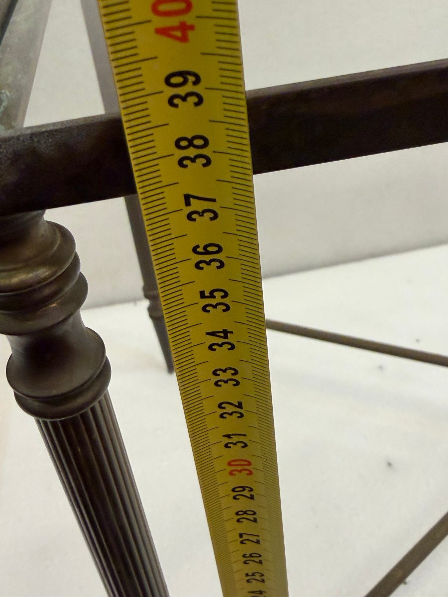 1970′ Paire De Tables Maison Baguès En Bronze Doré Avec Entretoise 34 X 55 X H 39 cm-photo-7