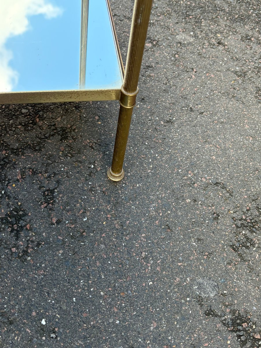 1970′ Paire de Bouts de Canapé  Bronze  2 Niveaux Maison Baguès Plateaux Miroirs 40 X 32 X H 62-photo-4