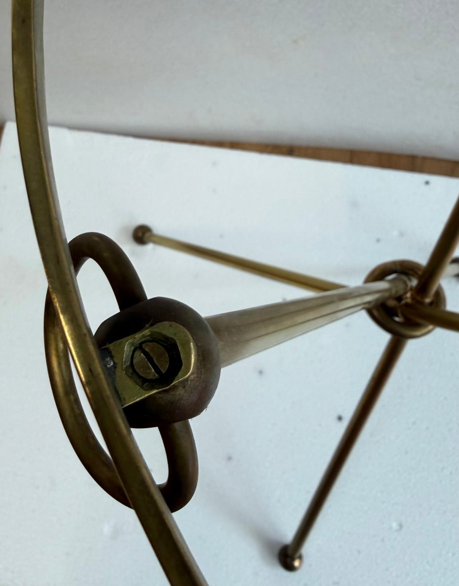 1940/50′ Paire de Guéridons Laiton Doré/ Jacques Adnet Ø 41,5 cm H 61 cm Marbre Rose Calacatta-photo-2