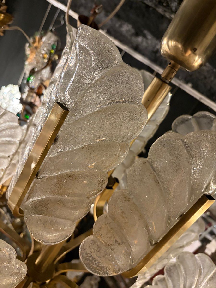 1970′ Lustre 15 Ampoules A 2 Niveaux,Carl Fagerlund Cristal Diamètre 55 x H 77 cm-photo-6