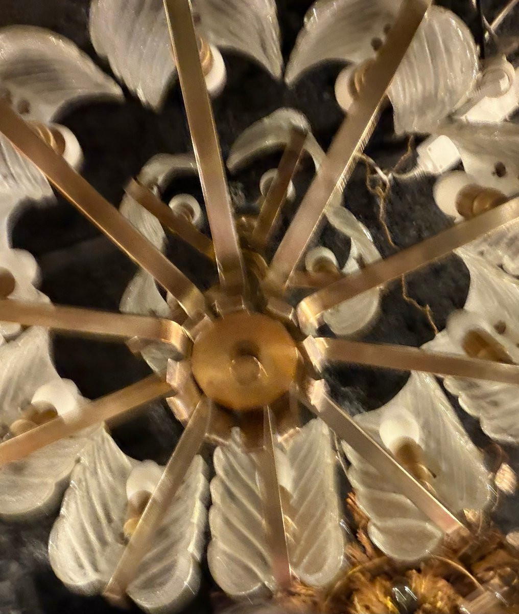 1970′ Lustre 15 Ampoules A 2 Niveaux,Carl Fagerlund Cristal Diamètre 55 x H 77 cm-photo-8