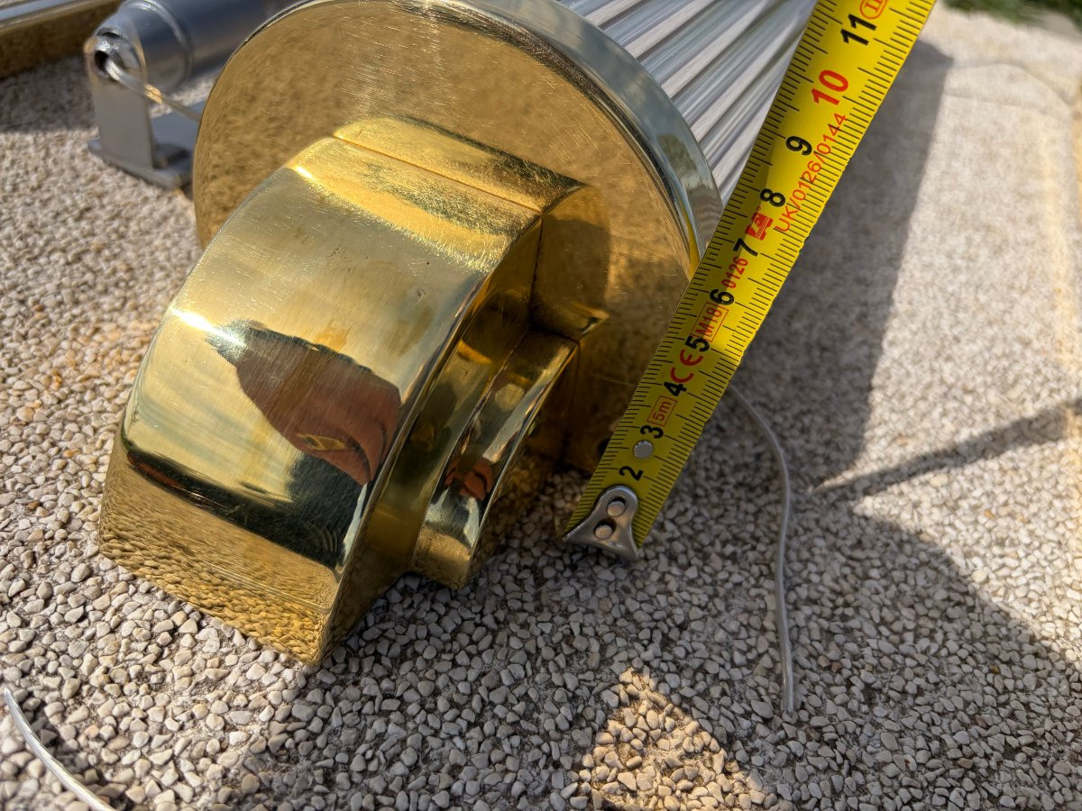 1970' Série De 4 Appliques En Laiton Ou Bronze A Tubes De Verre Style Genet Michon Ou Petitot-photo-5