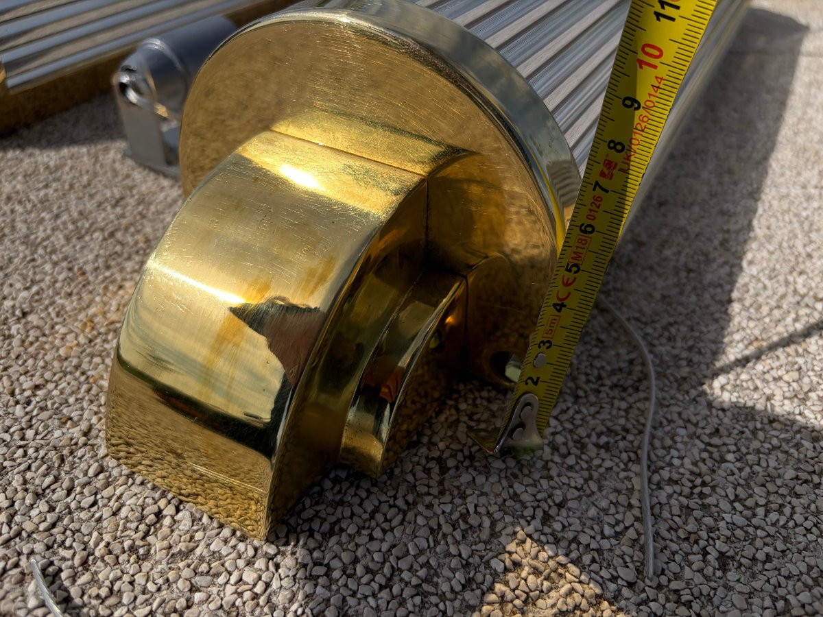 1970' Série De 4 Appliques En Laiton Ou Bronze A Tubes De Verre Style Genet Michon Ou Petitot-photo-6