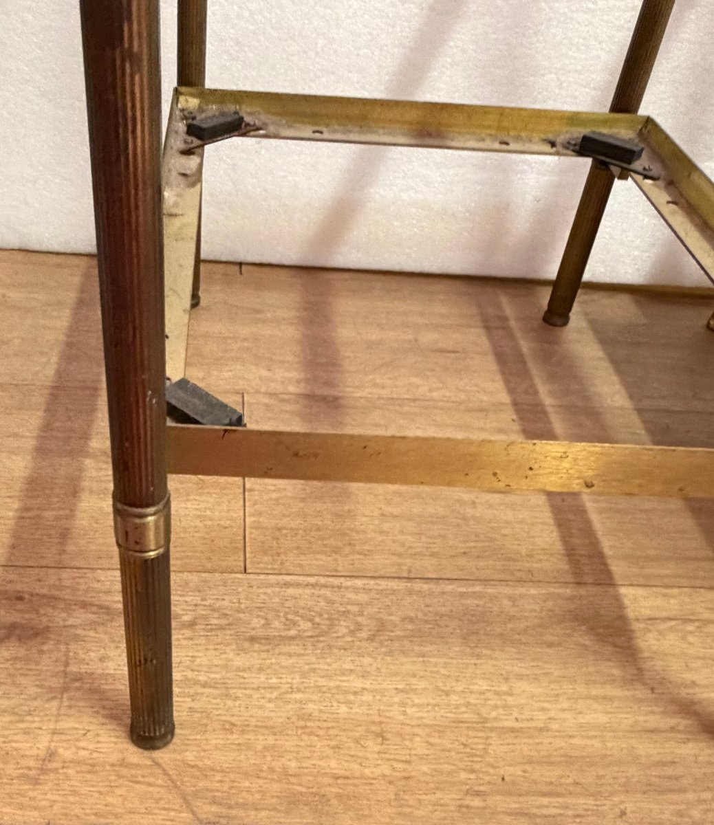 1970′ Pair Of Maison Jansen Brass Sofa Ends Gold Oxidized Tops 36 X 50 X H 55 Cm-photo-3