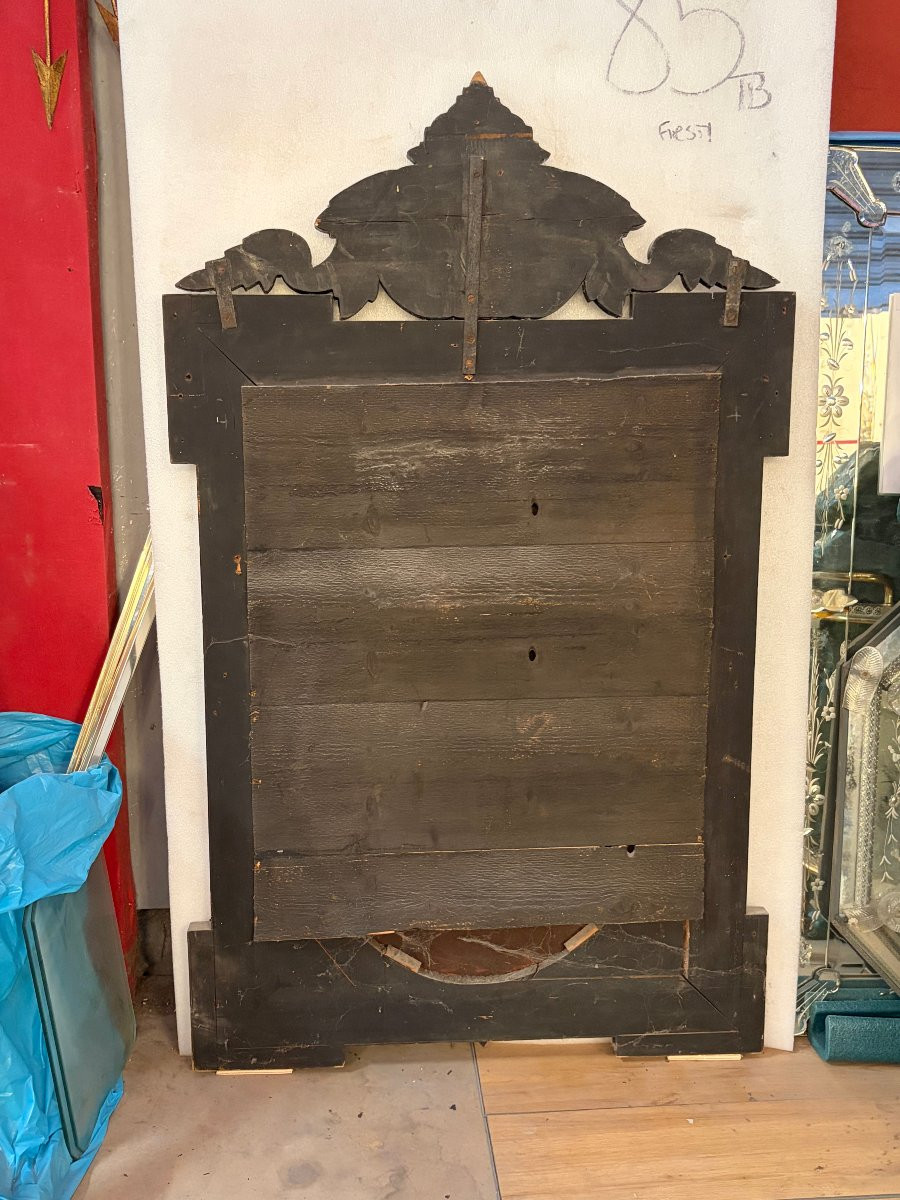 1900′ Miroir Venitien Napoléon 3 aux 4 Saisons sur Cartouches Fixés Sous Verre H 144 cm-photo-1