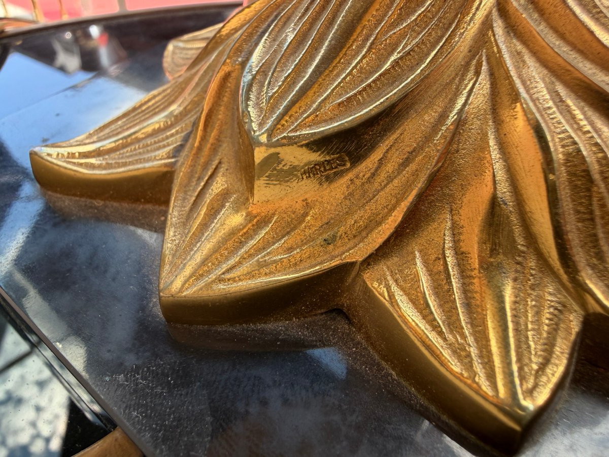 1965′ Maison Charles Bronze Palm Lamp Signed-photo-3