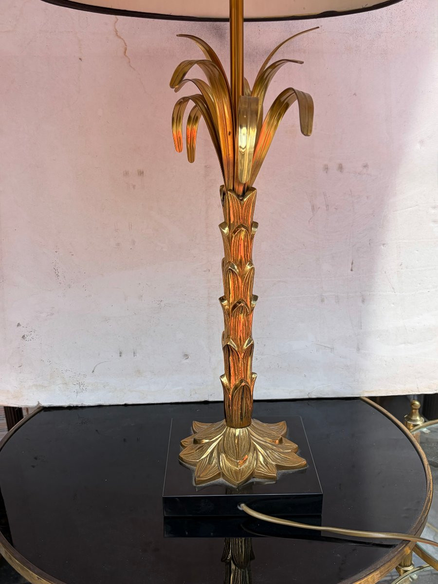 1965′ Maison Charles Bronze Palm Lamp Signed-photo-4