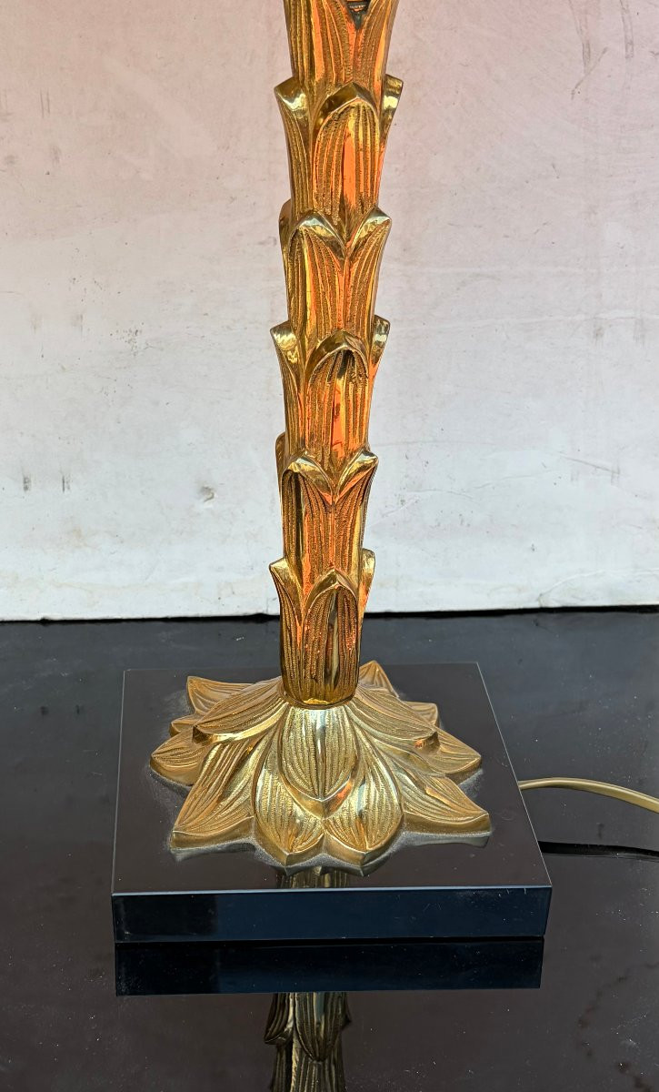 1965′ Maison Charles Bronze Palm Lamp Signed-photo-1