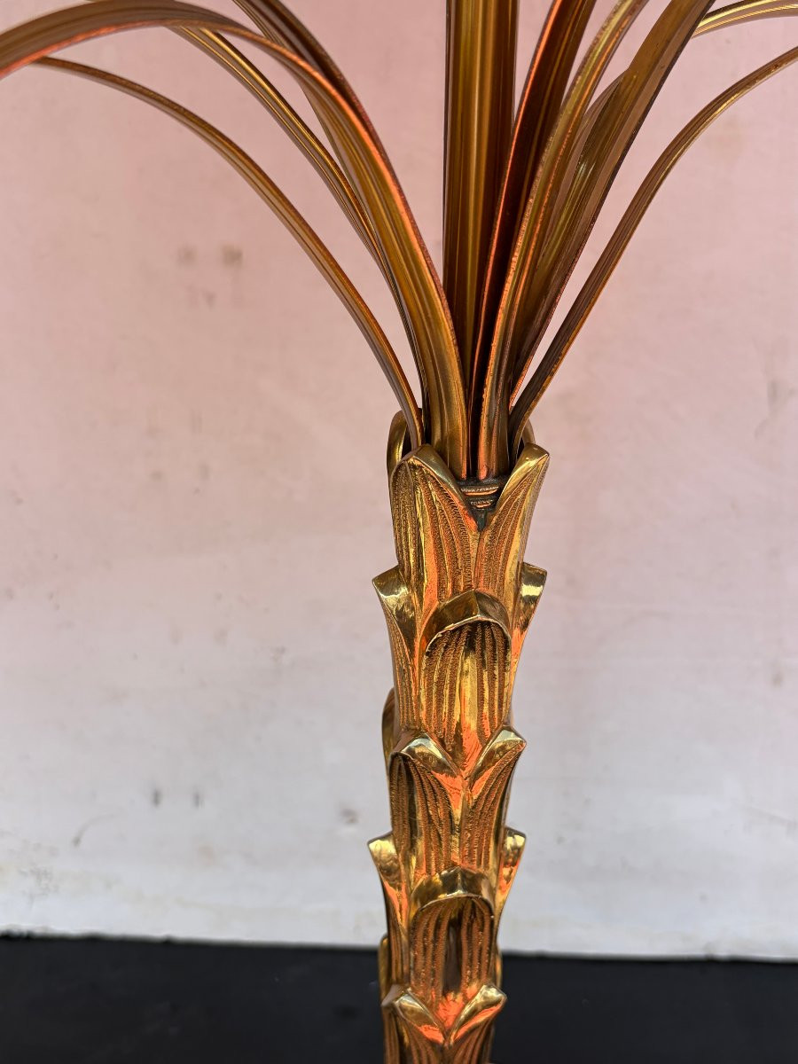 1965′ Maison Charles Bronze Palm Lamp Signed-photo-4