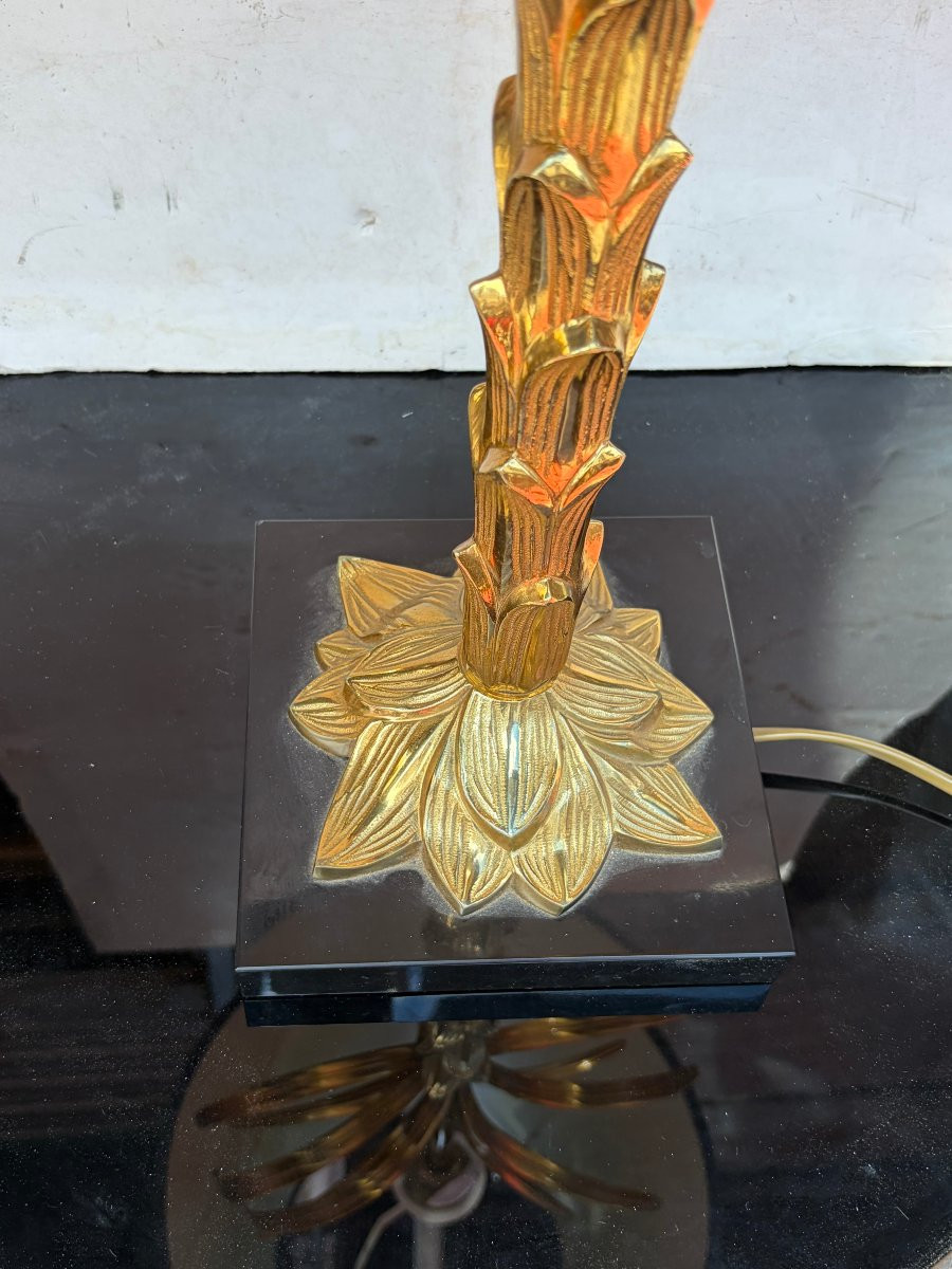 1965′ Maison Charles Bronze Palm Lamp Signed-photo-5