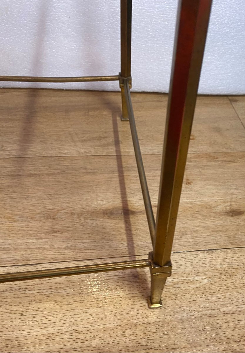 1970s Pair Of Ramsay Brass End Tables With Tinted Glass Tops, 39.5 X 27.5 X H 60 Cm-photo-4
