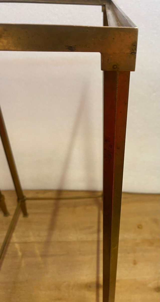 1970s Pair Of Ramsay Brass End Tables With Tinted Glass Tops, 39.5 X 27.5 X H 60 Cm-photo-5