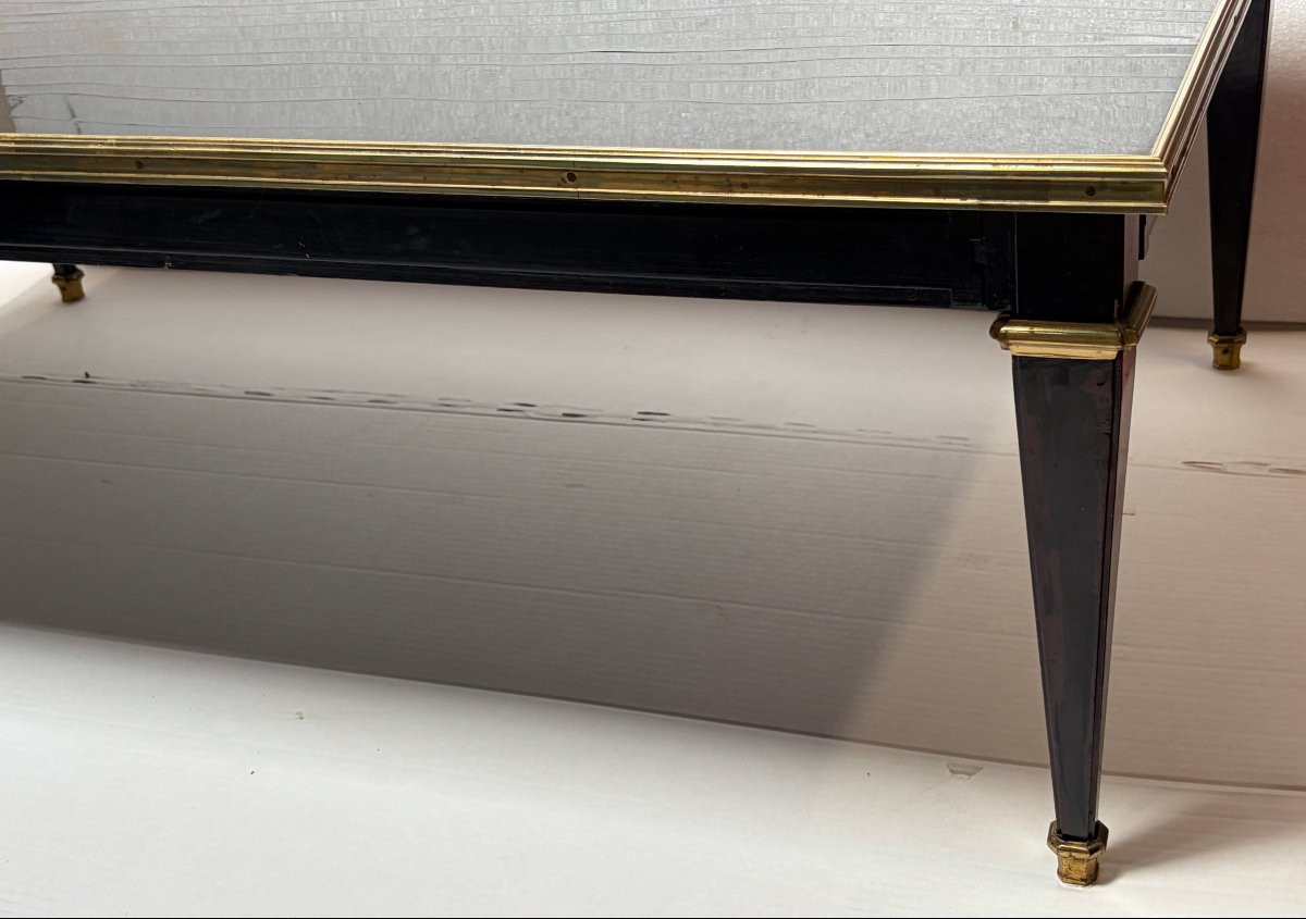 1950/70 Gerard MILLE Pour Maison Jansen Table Basse Bois Laqué Noir 121 x 71 cm-photo-6