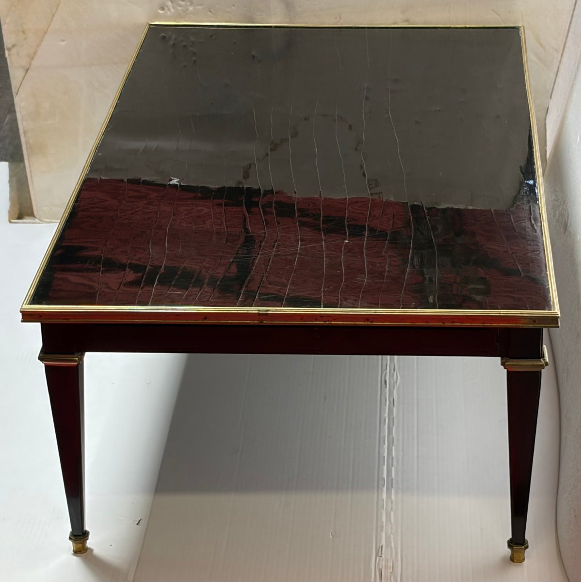 1950/70 Gerard MILLE Pour Maison Jansen Table Basse Bois Laqué Noir 121 x 71 cm-photo-8