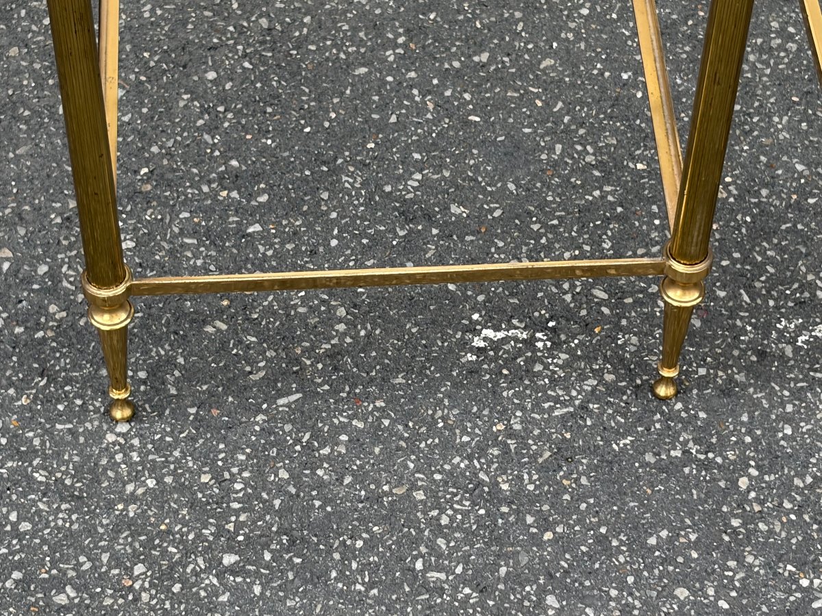 1970′ Paire D’Étagères En Bronze à 5 Niveaux Maison Baguès Plateaux Verre 36,5 X 54 H 163 cm-photo-3