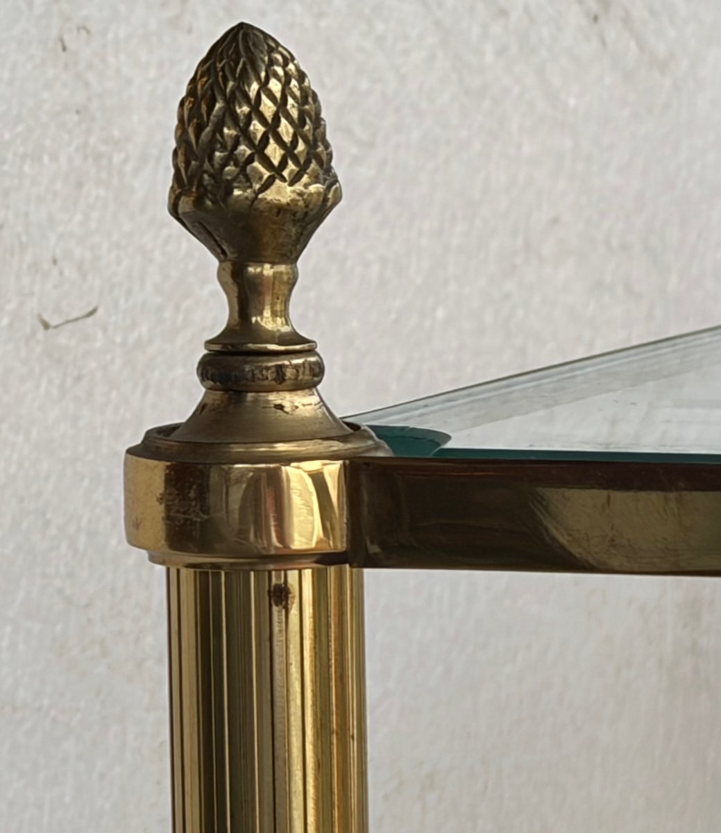 1970′ Paire D’Étagères En Bronze à 5 Niveaux Maison Baguès Plateaux Verre 36,5 X 54 H 163 cm-photo-6
