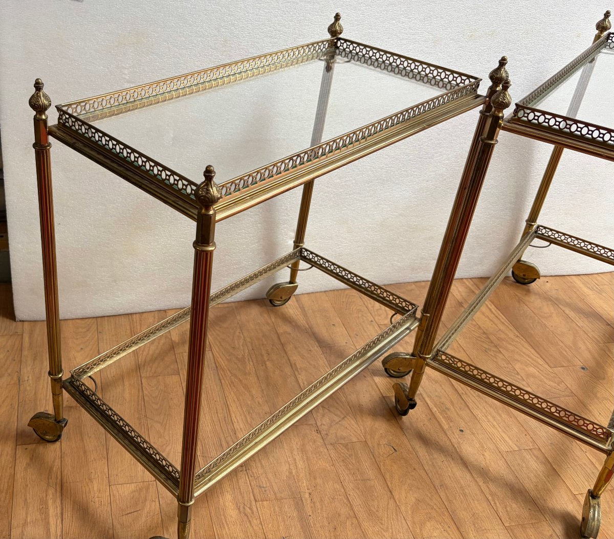 1970s Pair Of Bronze Roll-top Bars With Shelves, Maison Baguès Style, Napoleon III Decoration-photo-3