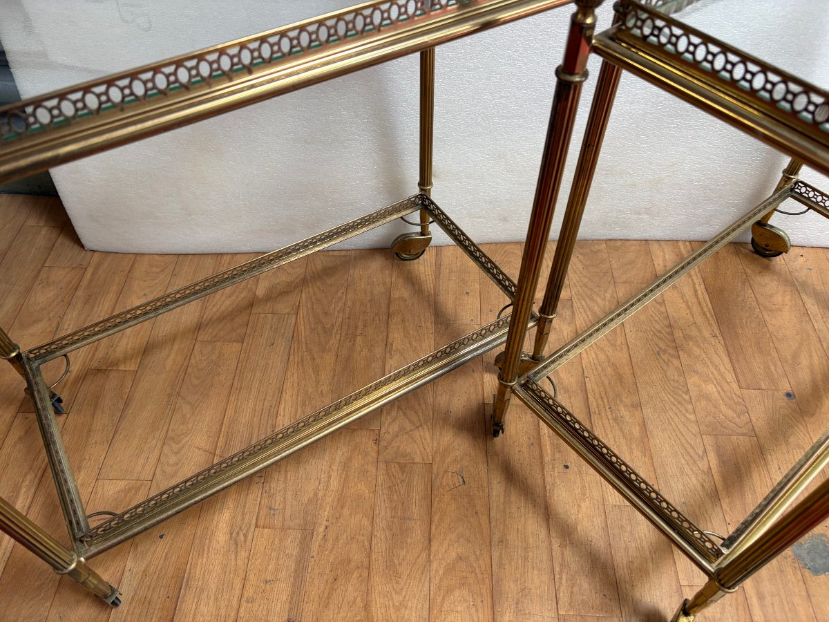 1970s Pair Of Bronze Roll-top Bars With Shelves, Maison Baguès Style, Napoleon III Decoration-photo-1