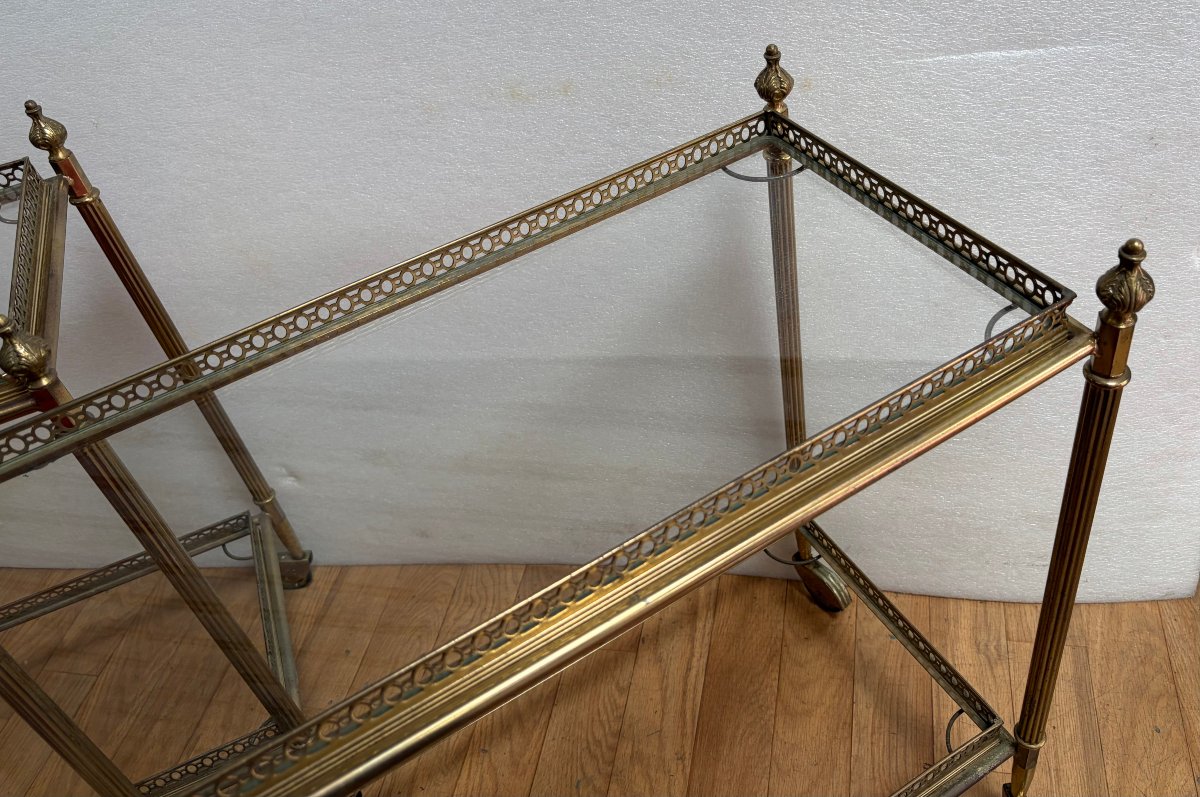 1970s Pair Of Bronze Roll-top Bars With Shelves, Maison Baguès Style, Napoleon III Decoration-photo-3