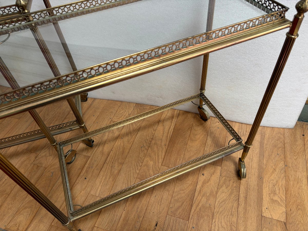1970s Pair Of Bronze Roll-top Bars With Shelves, Maison Baguès Style, Napoleon III Decoration-photo-4