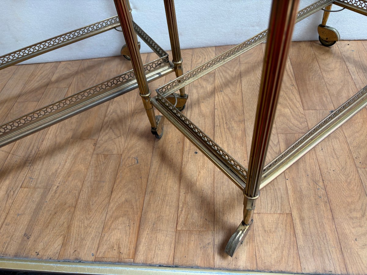 1970s Pair Of Bronze Roll-top Bars With Shelves, Maison Baguès Style, Napoleon III Decoration-photo-5