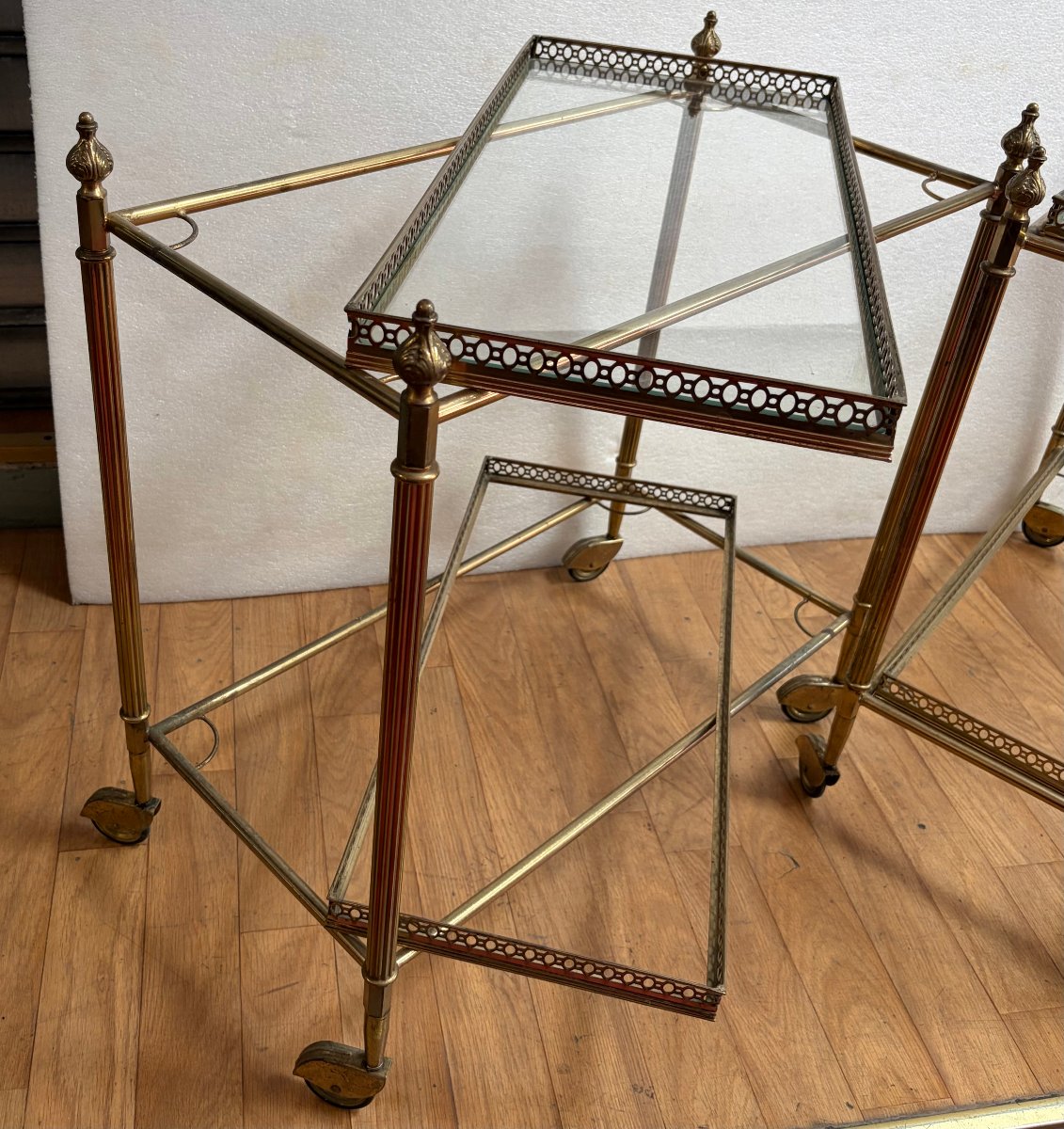 1970s Pair Of Bronze Roll-top Bars With Shelves, Maison Baguès Style, Napoleon III Decoration-photo-8