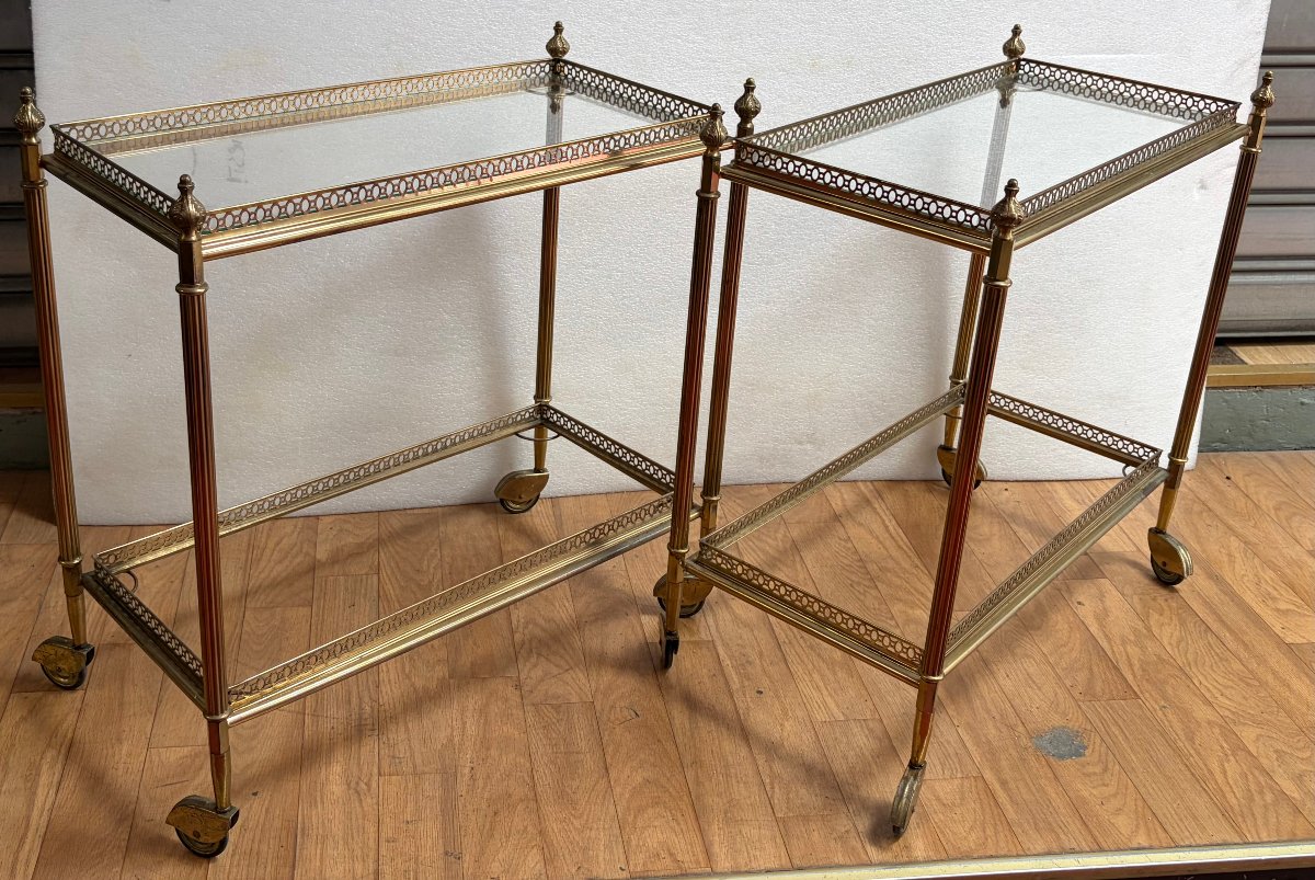 1970s Pair Of Bronze Roll-top Bars With Shelves, Maison Baguès Style, Napoleon III Decoration