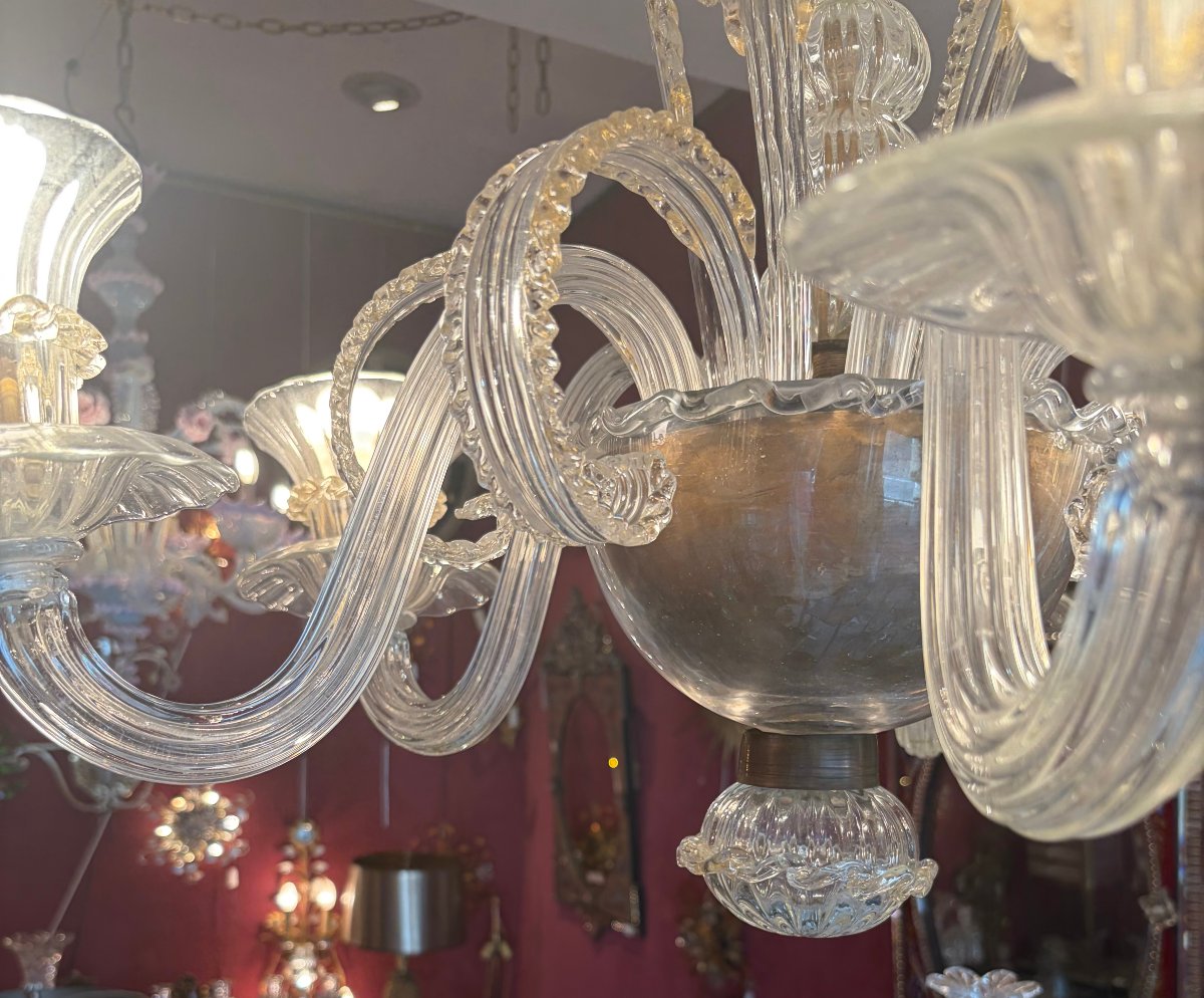 1950/70 Lustre Jet d’Eau 5 Bras Barovier & Toso di Murano H 92 Ø 70 cm-photo-2